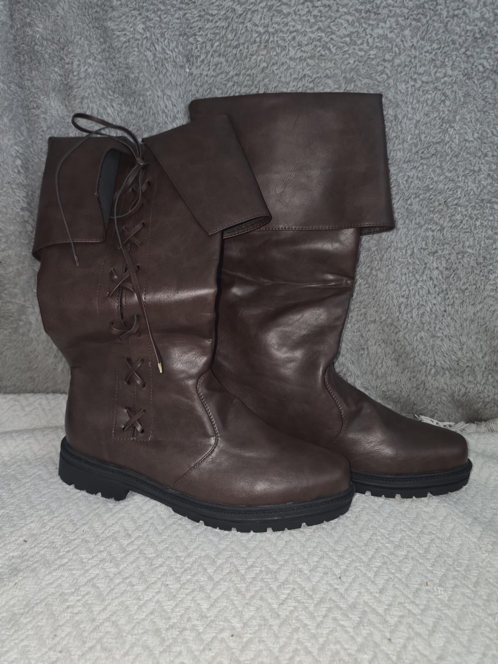 Medieval Pirate Boots Renaissance Boots for Men Size 11Mid Calf Lace up Gothic - Picture 7 of 16